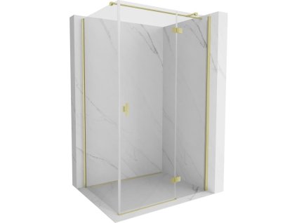 MEXEN/S - Mist H T sprchový kout dveře křídlové pravá 115 x 110, transparent, zlato kartáčovaná 8A5T-115-110-55-00-P