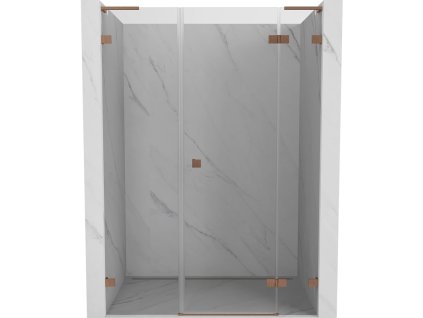 MEXEN/S - Lunar L sprchové dveře křídlové pravé 125, transparent, měď kartáčovaná 834SL-125-050-65-00-P