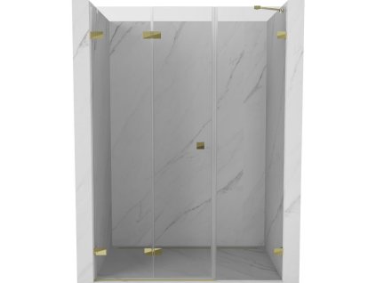 MEXEN/S - Lunar-F skládací sprchové dveře levé 150, transparent, zlatá 836S-150-050-50-00-L
