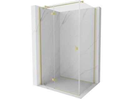 MEXEN/S - Mist H T sprchový kout dveře křídlové levá 115 x 95, transparent, zlato kartáčovaná 8A5T-115-095-55-00-L