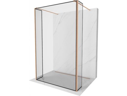 MEXEN/S - Kioto Sprchová zástěna WALK-IN volněstojící 120 x 30 x 30, černý vzor, měď kartáčovaná 800-120-030-222-65-70-030