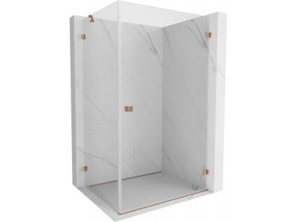 MEXEN/S - Lunar-B L sprchový kout dveře křídlové pravá 90 x 80, transparent, měď kartáčovaná 832L-090-080-65-00-P