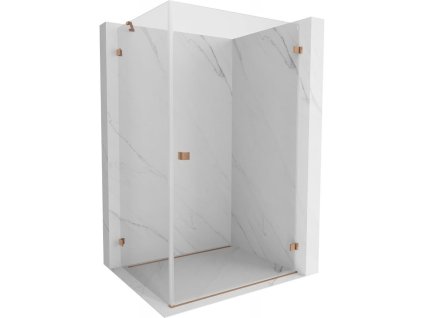 MEXEN/S - Lunar-B L sprchový kout dveře křídlové pravá 85 x 80, transparent, měď kartáčovaná 832L-085-080-65-00-P