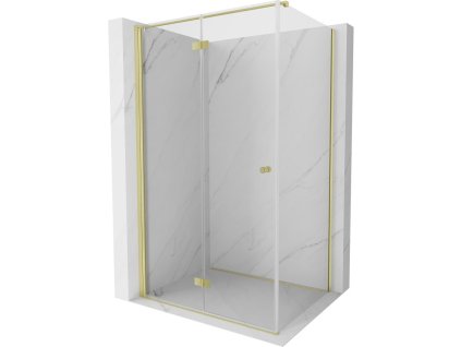 MEXEN/S - Mist-F sprchový kout skládací dveře levá 70 x 120, transparent, zlato kartáčovaná 8A6T-070-120-55-00-L