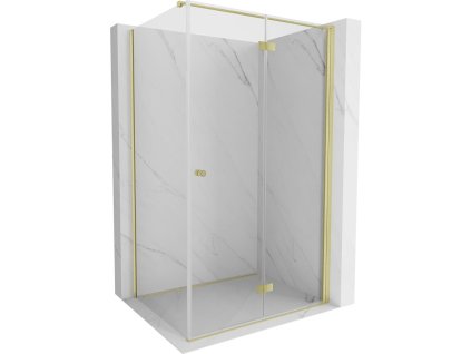 MEXEN/S - Mist-F sprchový kout skládací dveře pravá 85 x 95, transparent, zlato kartáčovaná 8A6T-085-095-55-00-P