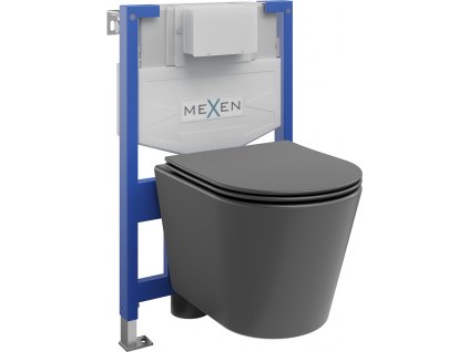 MEXEN/S - WC předstěnová instalační sada Fenix XS-F s mísou WC Rico + sedátko softclose, tmavě šedá mat 68030724071