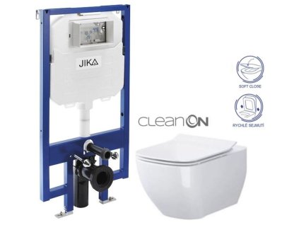 JIKA předstěnový instalační 8 cm systém bez tlačítka + WC CERSANIT VIRGO CLEANON + SEDÁTKO H894652 X ME1