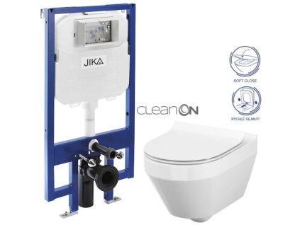 JIKA předstěnový instalační 8 cm systém bez tlačítka + WC CERSANIT CLEANON CREA OVÁL + SEDÁTKO H894652 X CR1
