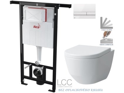 Předstěnový instalační systém s bílým tlačítkem M1710 + WC LAUFEN PRO LCC RIMLESS + SEDÁTKO AM102/1120 M1710 LP2