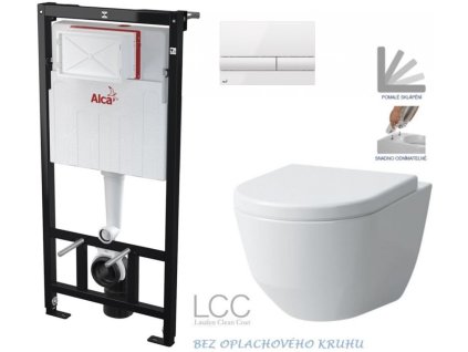 Předstěnový instalační systém s bílým tlačítkem M1710 + WC LAUFEN PRO LCC RIMLESS + SEDÁTKO AM101/1120 M1710 LP2