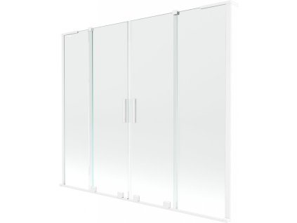 MEXEN/S - Velar L Duo dvoukřídlá posuvná vanová zástěna 180 x 150, transparent, bílá 896-180-003-02-20