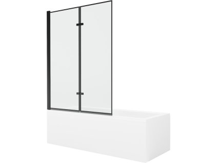 MEXEN/S - Cubik obdélníková vana 170 x 70 cm s panelem + vanová zástěna 120, černá vzor 550317070X9212027070