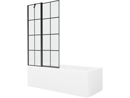 MEXEN/S - Cubik obdélníková vana 170 x 70 cm s panelem + vanová zástěna 100, černá vzor 550317070X9410117077