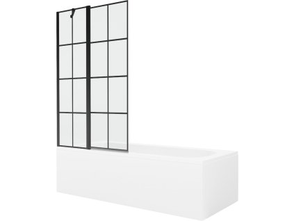 MEXEN/S - Vega obdélníková vana 150 x 70 cm s panelem + vanová zástěna 100, černá vzor 550115070X9410117077