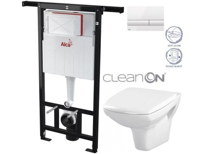 ALCA Jádromodul - předstěnový instalační systém s bílým tlačítkem M1710 + WC CERSANIT CLEANON CARINA + SEDÁTKO AM102/1120 M1710 CA2