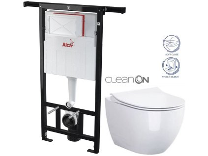 Předstěnový instalační systém bez tlačítka + WC CERSANIT ZEN CLEANON + SEDÁTKO AM102/1120 X HA1