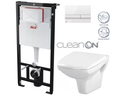 Předstěnový instalační systém s bílým tlačítkem M1710 + WC CERSANIT CLEANON CARINA + SEDÁTKO AM101/1120 M1710 CA2