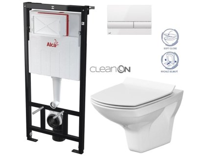 Předstěnový instalační systém s bílým tlačítkem M1710 + WC CERSANIT CLEANON CARINA + SEDÁTKO AM101/1120 M1710 CA3