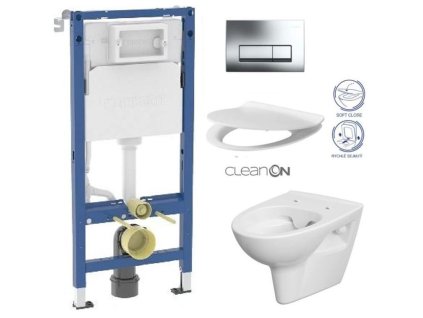 GEBERIT DuofixBasic s chromovým tlačítkem DELTA51 + WC CERSANIT CLEANON PARVA + SEDÁTKO 458.103.00.2 PA2