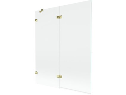 MEXEN/S - Lunar vanová zástěna 2-křídlová levá 140 x 150, transparent, zlatá 897-140-100-50-00-L