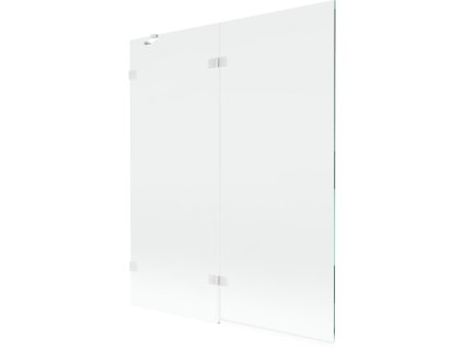 MEXEN/S - Lunar vanová zástěna 2-křídlová levá 140 x 150, transparent, bílá 897-140-100-20-00-L