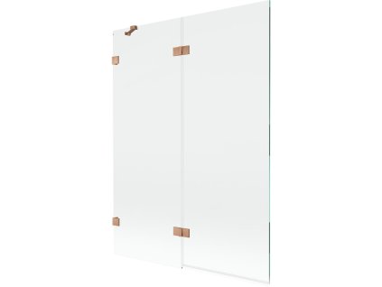 MEXEN/S - Lunar vanová zástěna 2-křídlová levá 130 x 150, transparent, měď kartáčovaná 897-130-100-65-00-L