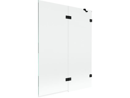 MEXEN/S - Lunar vanová zástěna 2-křídlová pravá 130 x 150, transparent, černá 897-130-100-70-00-P
