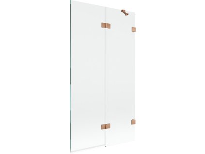 MEXEN/S - Lunar vanová zástěna 2-křídlová pravá 100 x 150, transparent, měď kartáčovaná 897-100-100-65-00-P