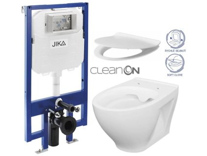 JIKA předstěnový instalační 8 cm systém bez tlačítka + WC CERSANIT CLEANON MODUO + SEDÁTKO H894652 X MO1