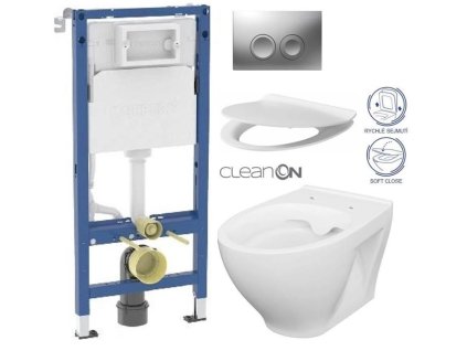 GEBERIT DuofixBasic s matným tlačítkem DELTA21 + WC CERSANIT CLEANON MODUO + SEDÁTKO 458.103.00.2 21MA MO1