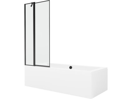 MEXEN/S - Cube obdélníková vana 170 x 80 cm s panelem + vanová zástěna 80, černá vzor 550517080X9408117070