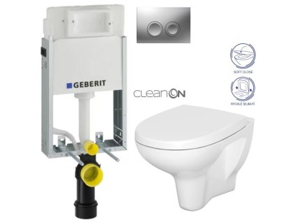 GEBERIT KOMBIFIXBasic vč. matného tlačítka DELTA 25 + WC CERSANIT ARTECO CLEANON + SEDÁTKO 110.100.00.1 21MA AT1