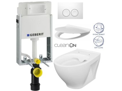 GEBERIT KOMBIFIXBasic vč. bílého tlačítka DELTA 21 + WC CERSANIT CLEANON MODUO + SEDÁTKO 110.100.00.1 21BI MO1