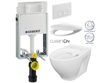 GEBERIT KOMBIFIXBasic vč. bílého tlačítka DELTA 50 + WC CERSANIT CLEANON MODUO + SEDÁTKO 110.100.00.1 50BI MO1