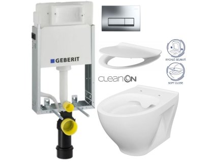 GEBERIT KOMBIFIXBasic vč. chromového tlačítka DELTA 51 + WC CERSANIT CLEANON MODUO + SEDÁTKO 110.100.00.1 51CR MO1