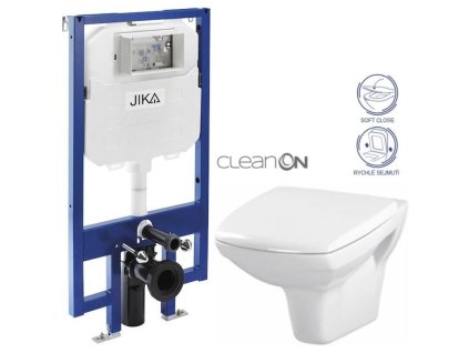 JIKA předstěnový instalační 8 cm systém bez tlačítka + WC CERSANIT CLEANON CARINA + SEDÁTKO H894652 X CA2