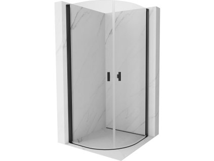 MEXEN - MIST dveřní část čtvrtkruhová (2d) 80x80x200 cm 6mm černá, čirá 8A31-080-080-70-00