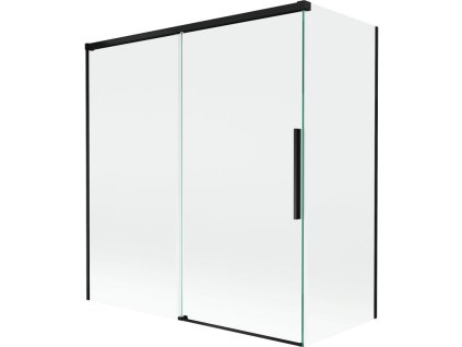 MEXEN/S - Rox vanová zástěna 2-křídlová posuvná 150 + 70 x 150, transparent, černá 8C9-150-070-70-00