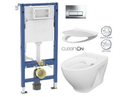 GEBERIT DuofixBasic s chromovým tlačítkem DELTA51 + WC CERSANIT CLEANON MODUO + SEDÁTKO 458.103.00.2 51CR MO1