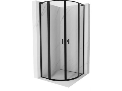 MEXEN/S - Mist L sprchový kout čtvrtkruh, křídlové 100 x 100, černá okraj, černá 8A32L-100-100-70-70