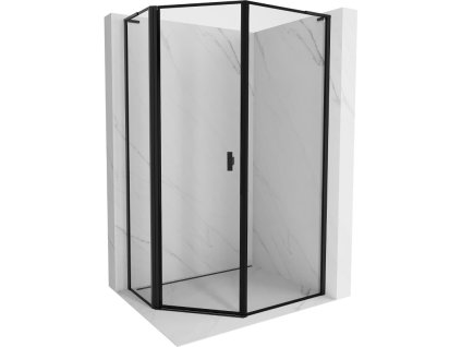MEXEN/S - Mist Lsprchový kout pětiboký křídlový asymetrický levá 90 x 100, černá okraj, černá 8A8L-090-100-70-70-L