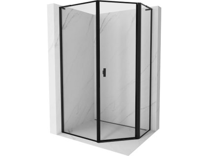 MEXEN/S - Mist Lsprchový kout pětiboký křídlový asymetrický pravá 90 x 100, černá okraj, černá 8A8L-090-100-70-70-P