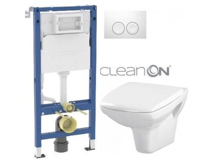 GEBERIT DuofixBasic s bílým tlačítkem DELTA21 + WC CERSANIT CLEANON CARINA + SEDÁTKO 458.103.00.1 21BI CA1