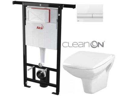 ALCA Jádromodul - předstěnový instalační systém s bílým tlačítkem M1710 + WC CERSANIT CLEANON CARINA + SEDÁTKO AM102/1120 M1710 CA1