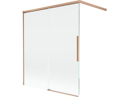 MEXEN/S - Rox vanová zástěna 2-křídlová posuvná 140 x 150, transparent, měď kartáčovaná 8C9-140-003-65-00