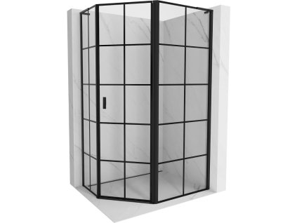 MEXEN/S - Mist Lsprchový kout pětiboký křídlový asymetrický pravá 100 x 90, černá kratka, černá 8A8L-100-090-70-77-P