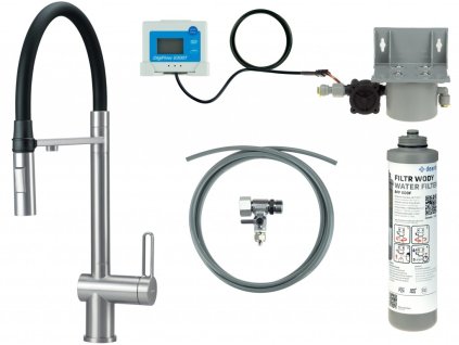 DEANTE - Magnetic baterie kuchyňská ocel, se sadou pro filtraci vody, s elastickou hubicí; BRMFF75M