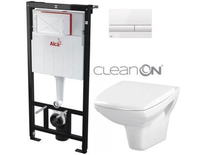 Předstěnový instalační systém s bílým tlačítkem M1710 + WC CERSANIT CLEANON CARINA + SEDÁTKO AM101/1120 M1710 CA1