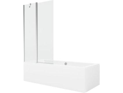 MEXEN/S - Cube obdélníková vana 180 x 80 cm s panelem + vanová zástěna 100, transparent, chrom 550518080X9410110100
