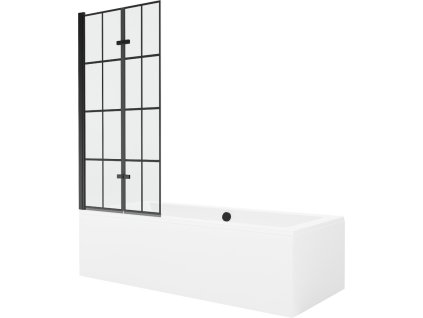 MEXEN/S - Cube obdélníková vana 170 x 80 cm s panelem + vanová zástěna 80, černá vzor 550517080X9208027077